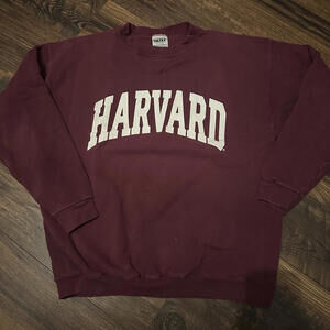 Vintage Harvard Crimson Crest Sweatshirt Crewneck Size Medium Burgundy 90s NCAA